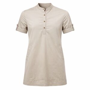 Melissa Masse Made to Measure Khaki Cotton Tunic Dress Large USA 34” Minimalist